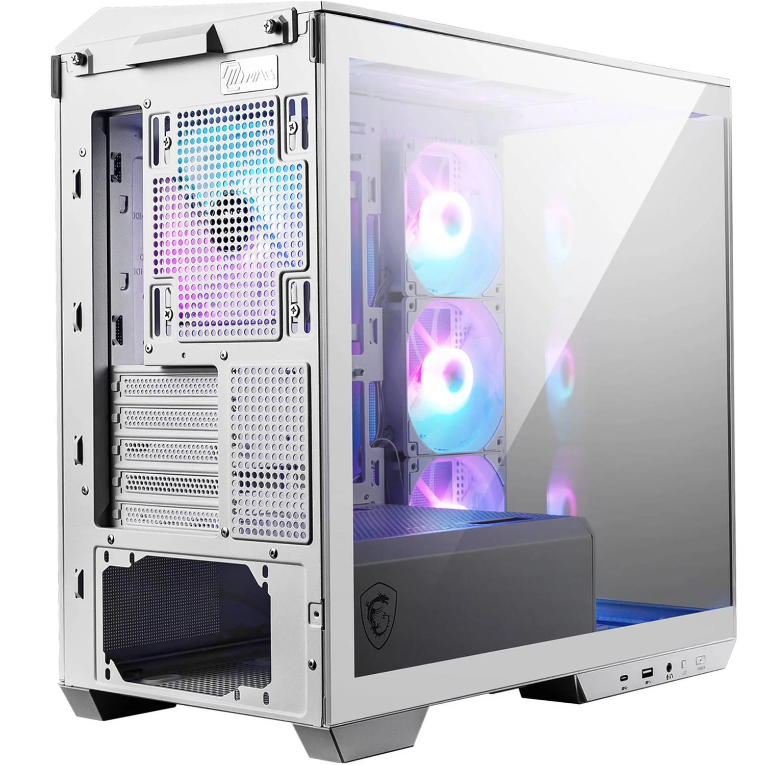 Gabinete Gamer MSI MAG PANO M100R PZ WHITE Micro ATX Micro Torre 4 Fan Cristal Templado USB-C ARGB - Image 6