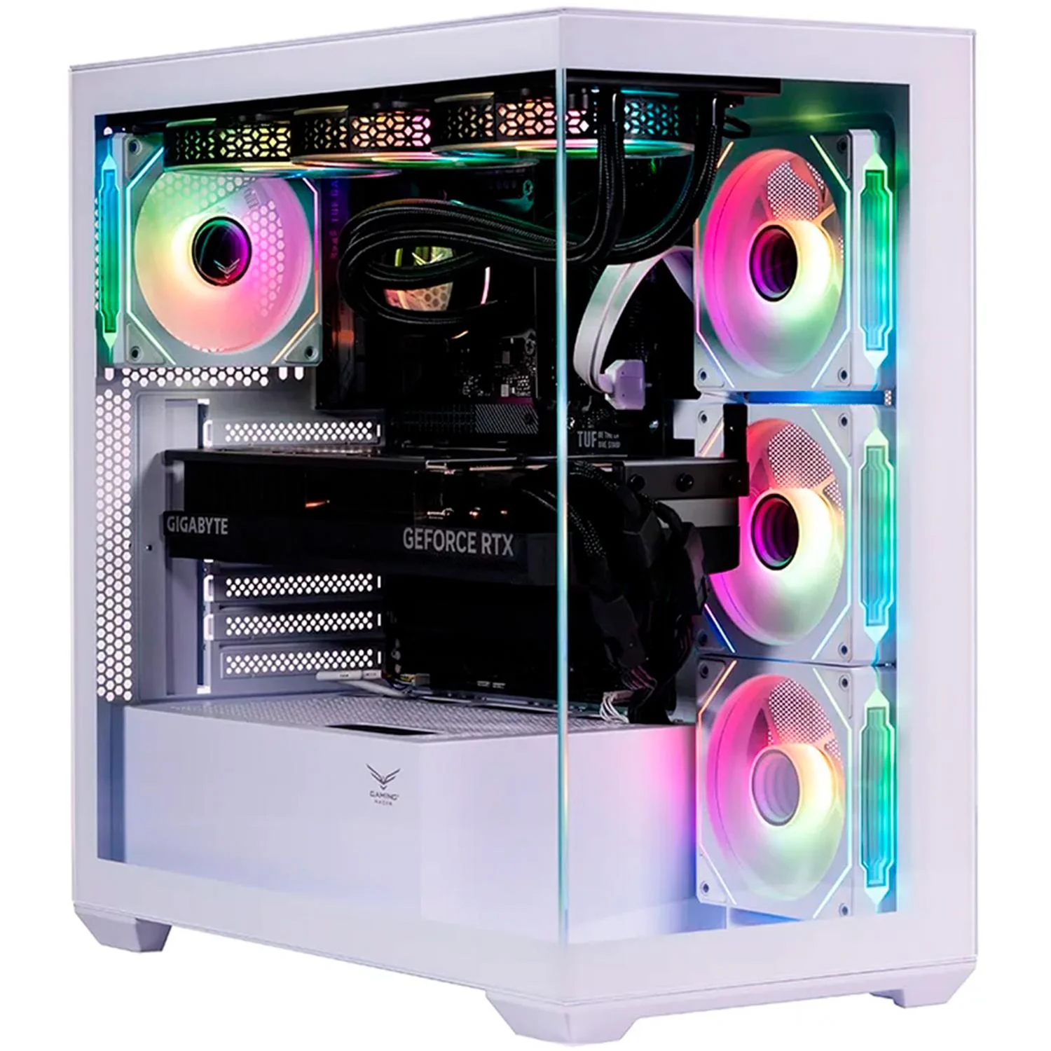 Gabinete Gamer NACEB NEBULA ATX Media Torre 4 Fan Panel Cristal Templado ARGB Blanco NA-0637B