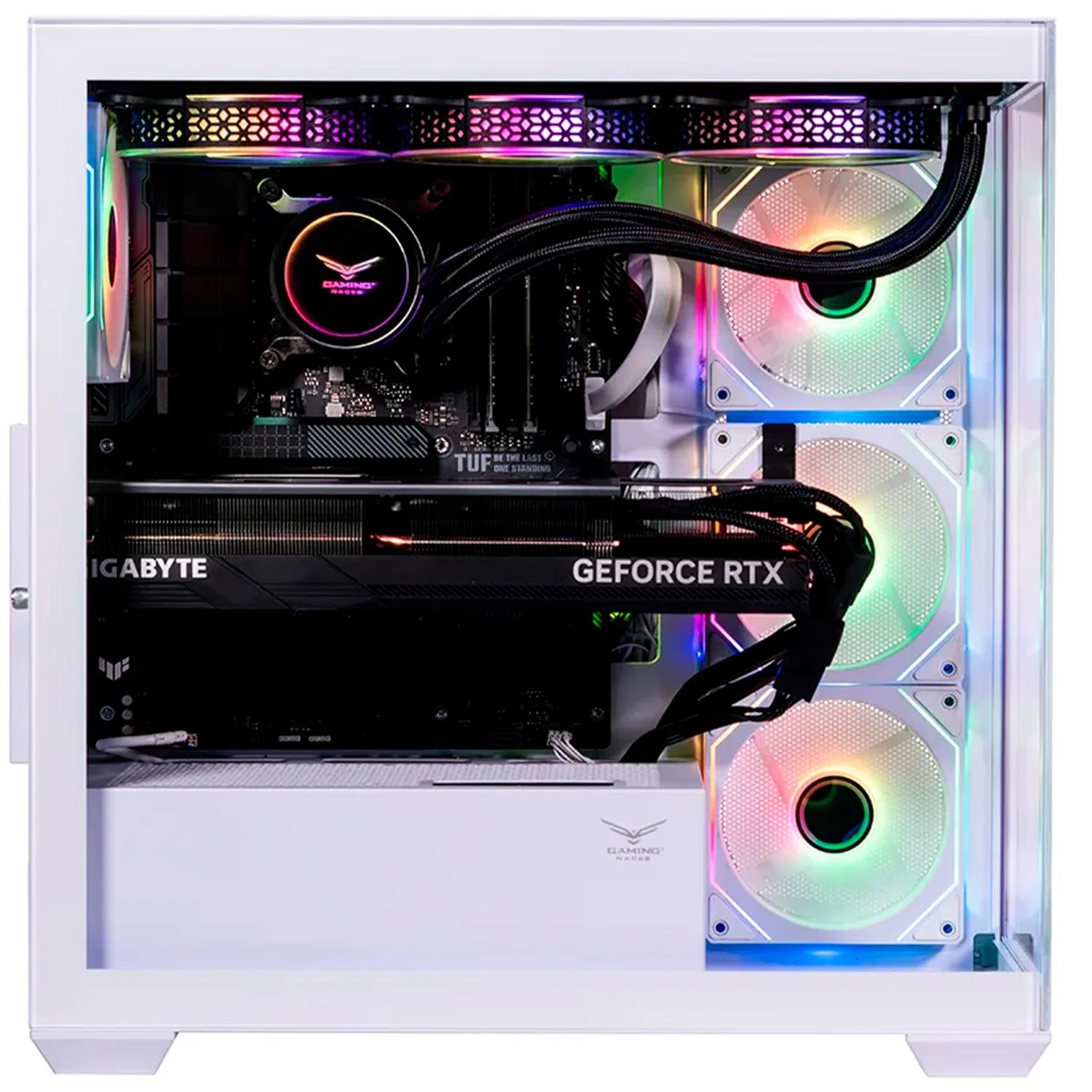 Gabinete Gamer NACEB NEBULA ATX Media Torre 4 Fan Panel Cristal Templado ARGB Blanco NA-0637B - Image 2