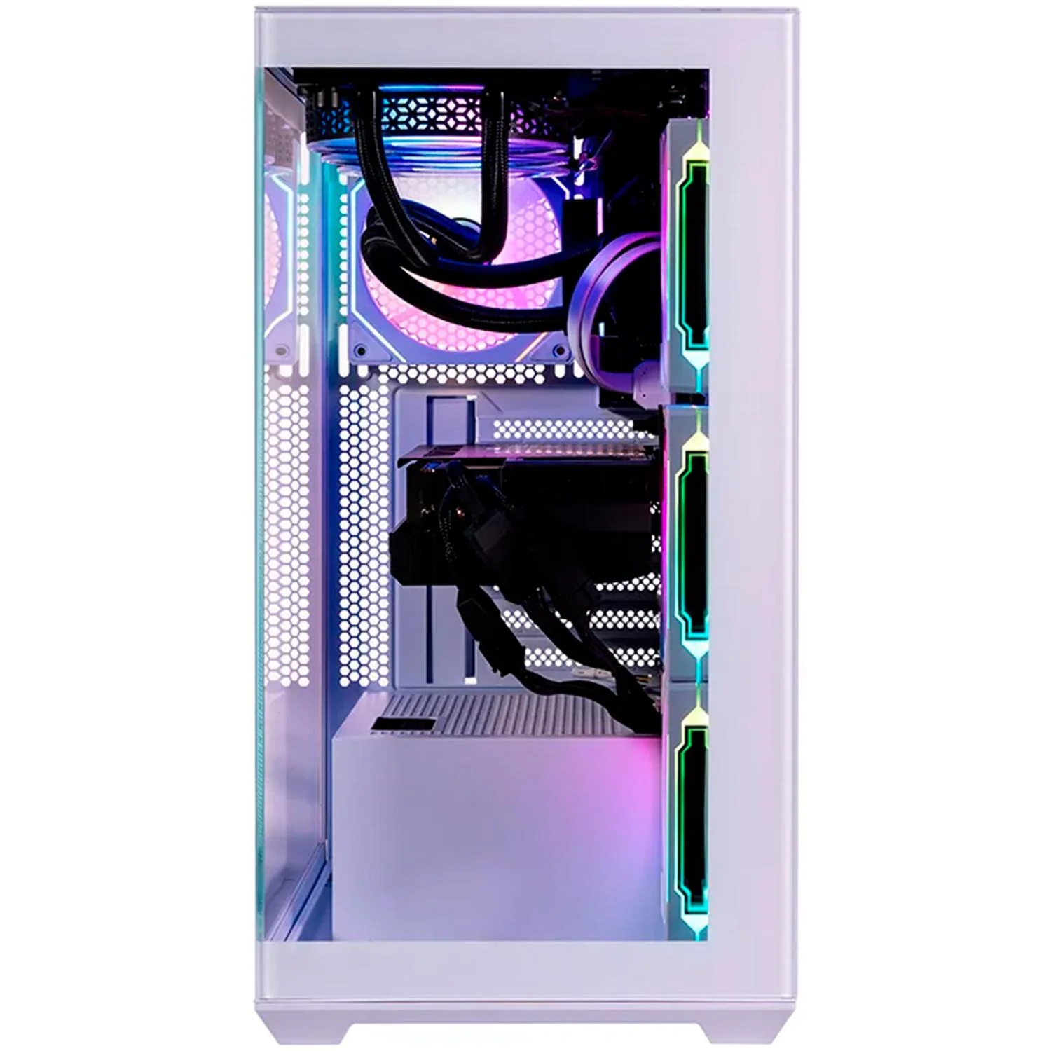 Gabinete Gamer NACEB NEBULA ATX Media Torre 4 Fan Panel Cristal Templado ARGB Blanco NA-0637B - Image 3