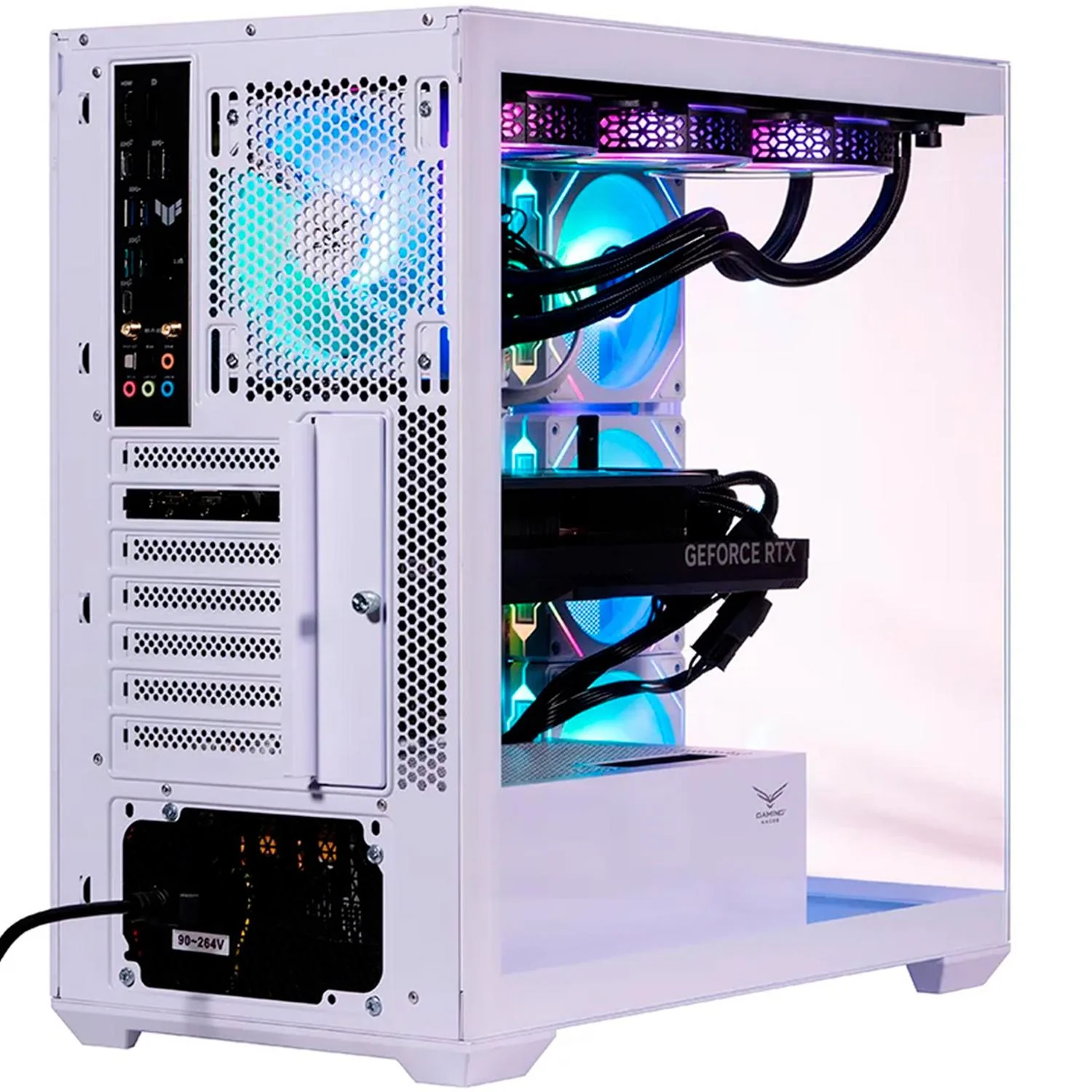 Gabinete Gamer NACEB NEBULA ATX Media Torre 4 Fan Panel Cristal Templado ARGB Blanco NA-0637B - Image 4