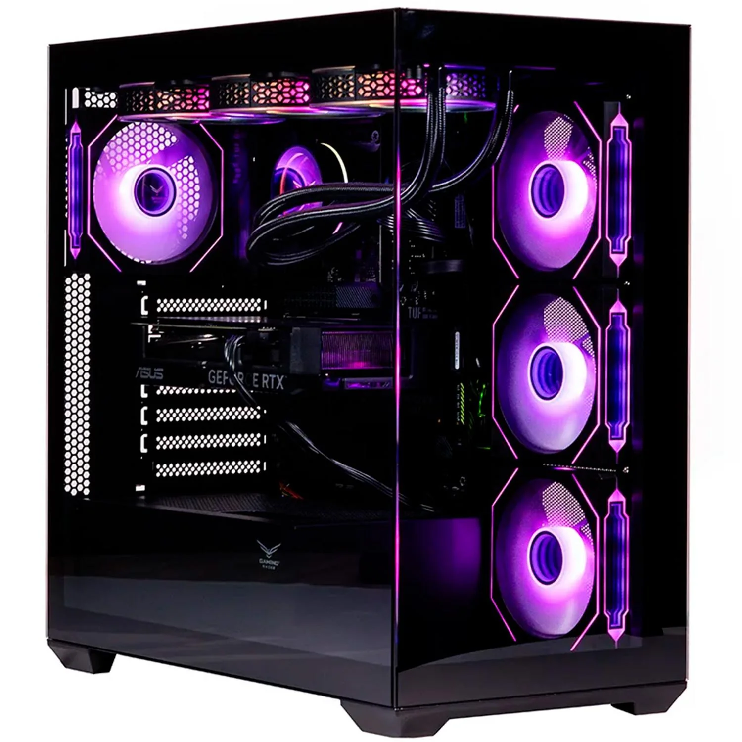 Gabinete Gamer NACEB NEBULA ATX Media Torre 4 Fan Panel Cristal Templado ARGB Negro NA-0637N