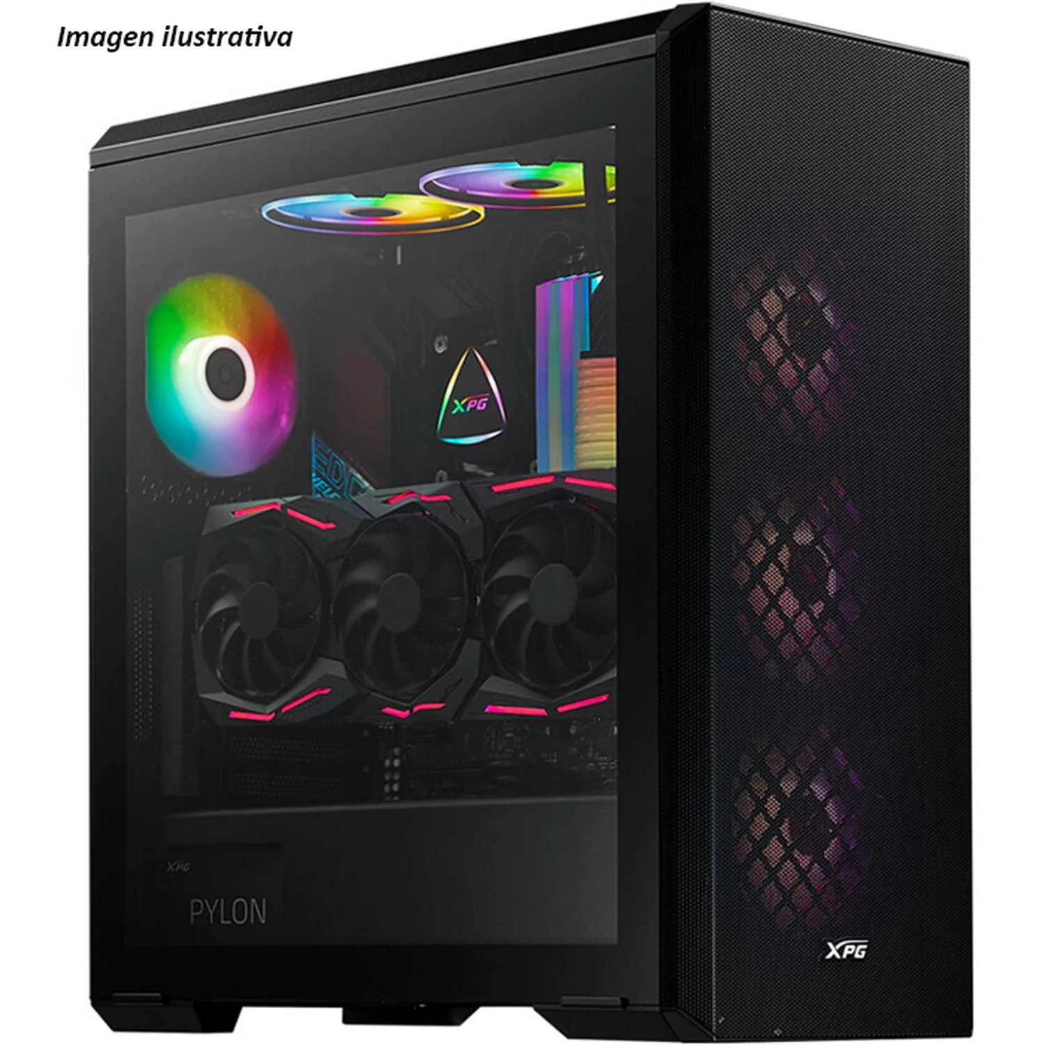 Gabinete Gamer XPG DEFENDER E-ATX Media Torre 3 FAN Cristal Templado Negro DEFENDER-BKCWW - Image 4