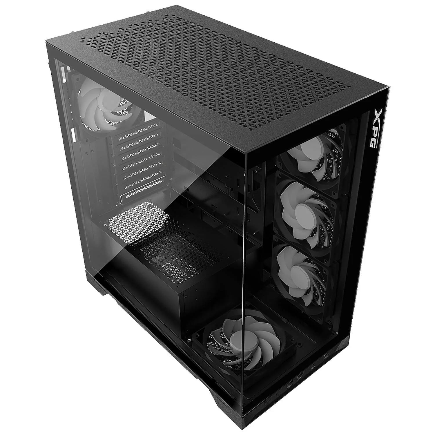 Gabinete Gamer XPG INVADER X ATX Media Torre 5 Fan Cristal Templado USB-C Negro INVADERXMT-BKCWW - Image 3