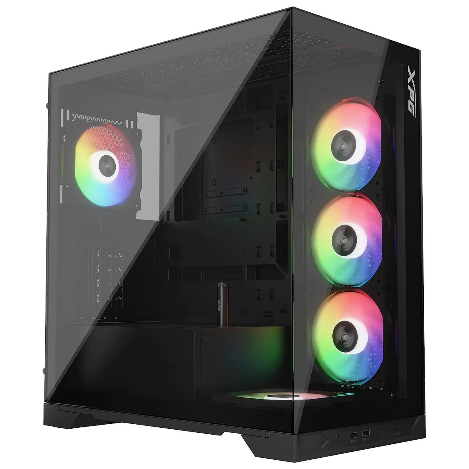 Gabinete Gamer XPG INVADER X ATX Media Torre 5 Fan Cristal Templado USB-C Negro INVADERXMT-BKCWW - Image 6