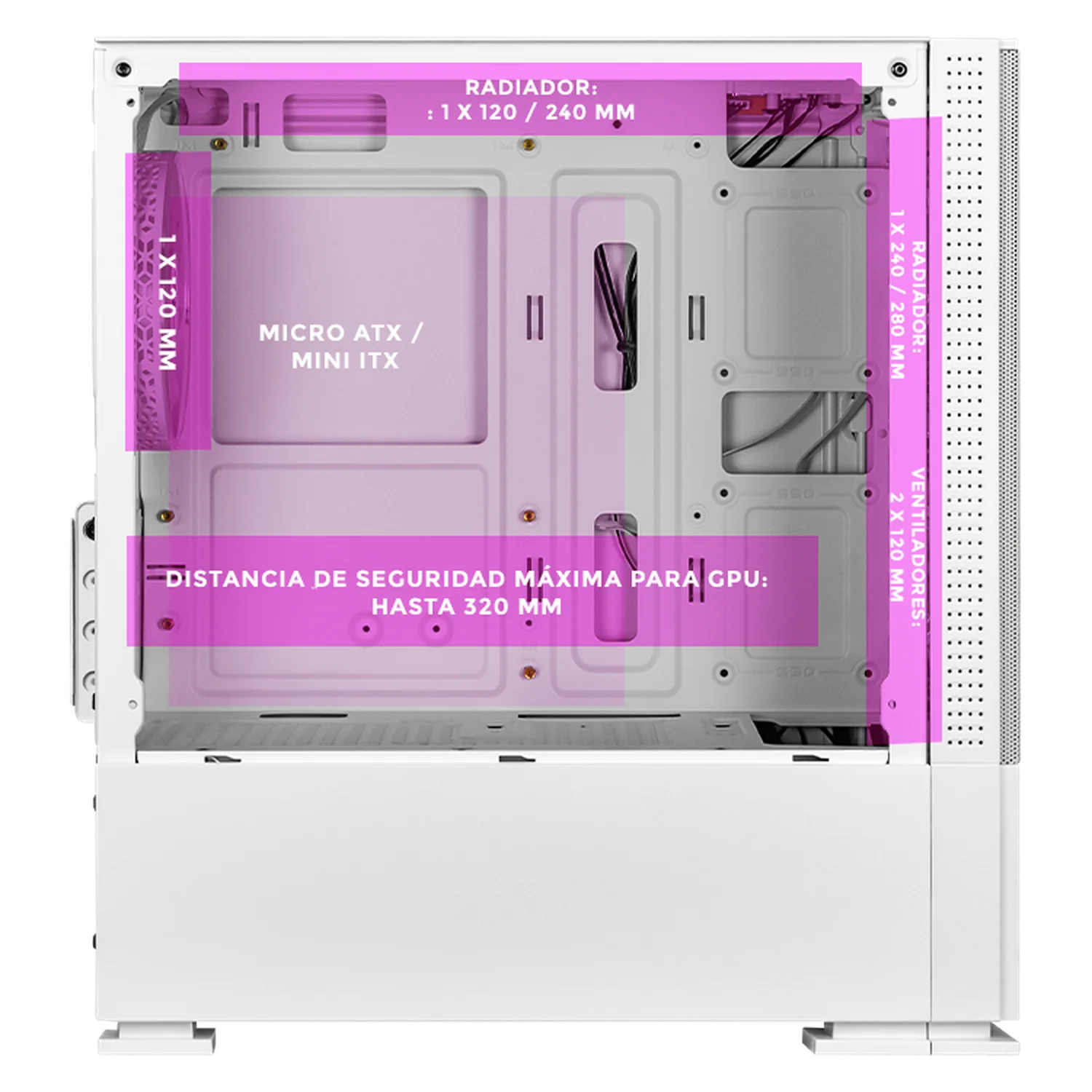Gabinete XTREME PC GAMING Sonic Amy Comic Edition Mini Torre 3 Fan ARGB Blanco CXTACAIWT - Image 3