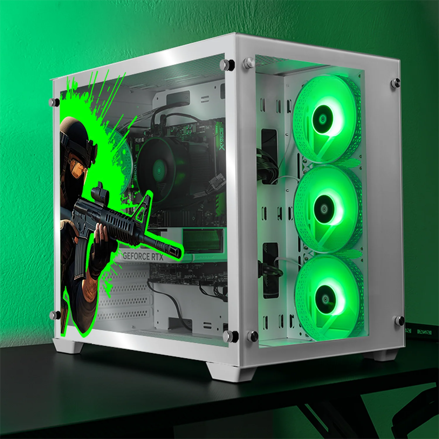 Gabinete XTREME PC GAMING Counter Strike 2 Edition Media Torre 4 Fan RGB Blanco CXTCS930WT - Image 6