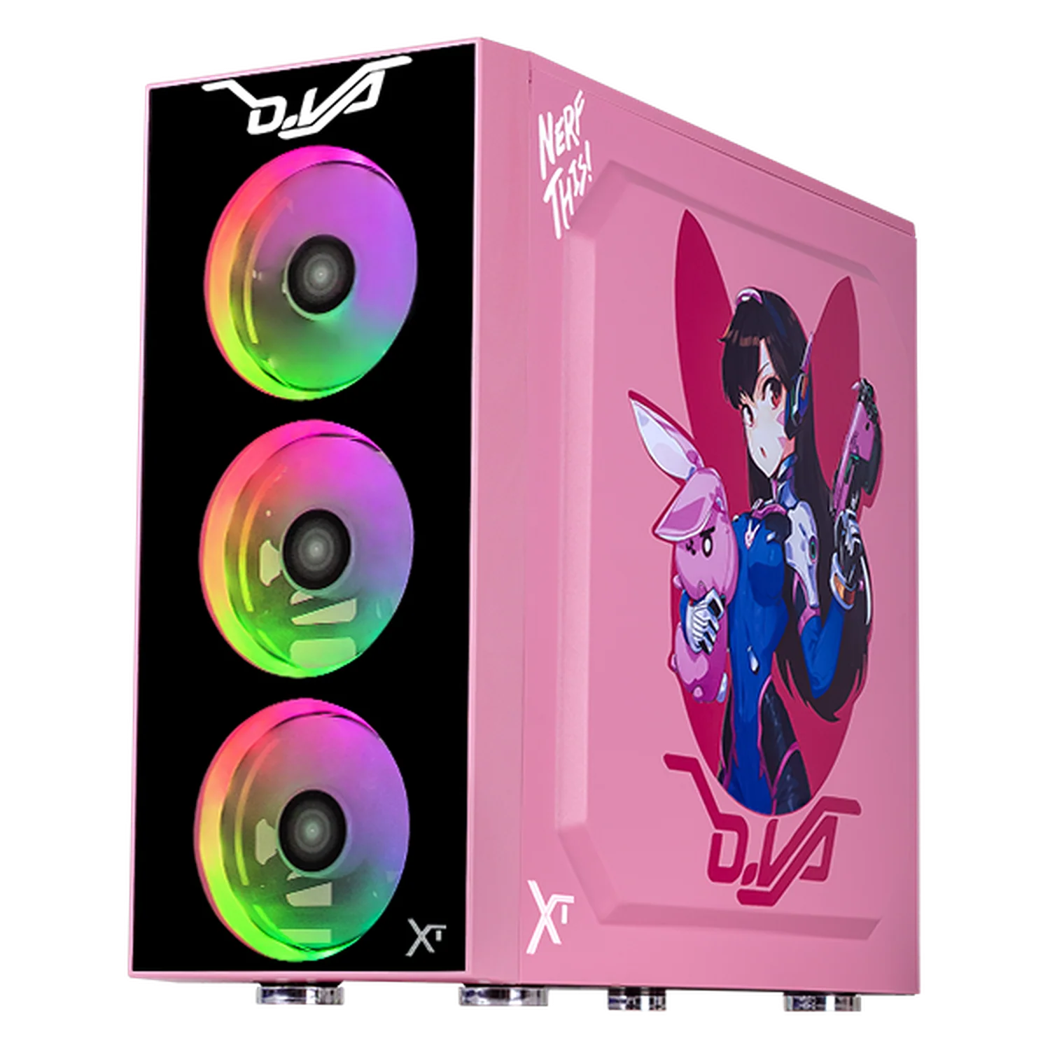 Gabinete XTREME PC GAMING Overwatch D.VA Edition Media Torre 4 Fan RGB Rosa CXTDIDRPK - Image 2