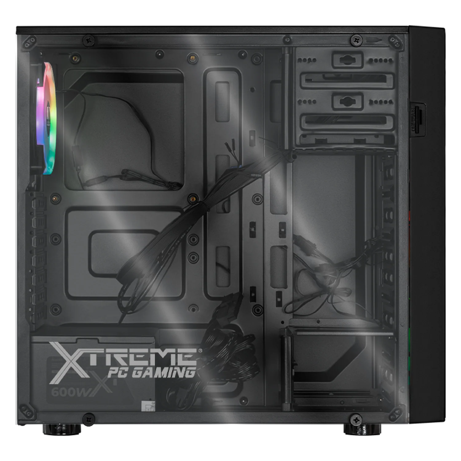 Gabinete XTREME PC GAMING Dragonfly Media Torre Fuente 600W 4 Fan RGB Negro CXT320BK - Image 5