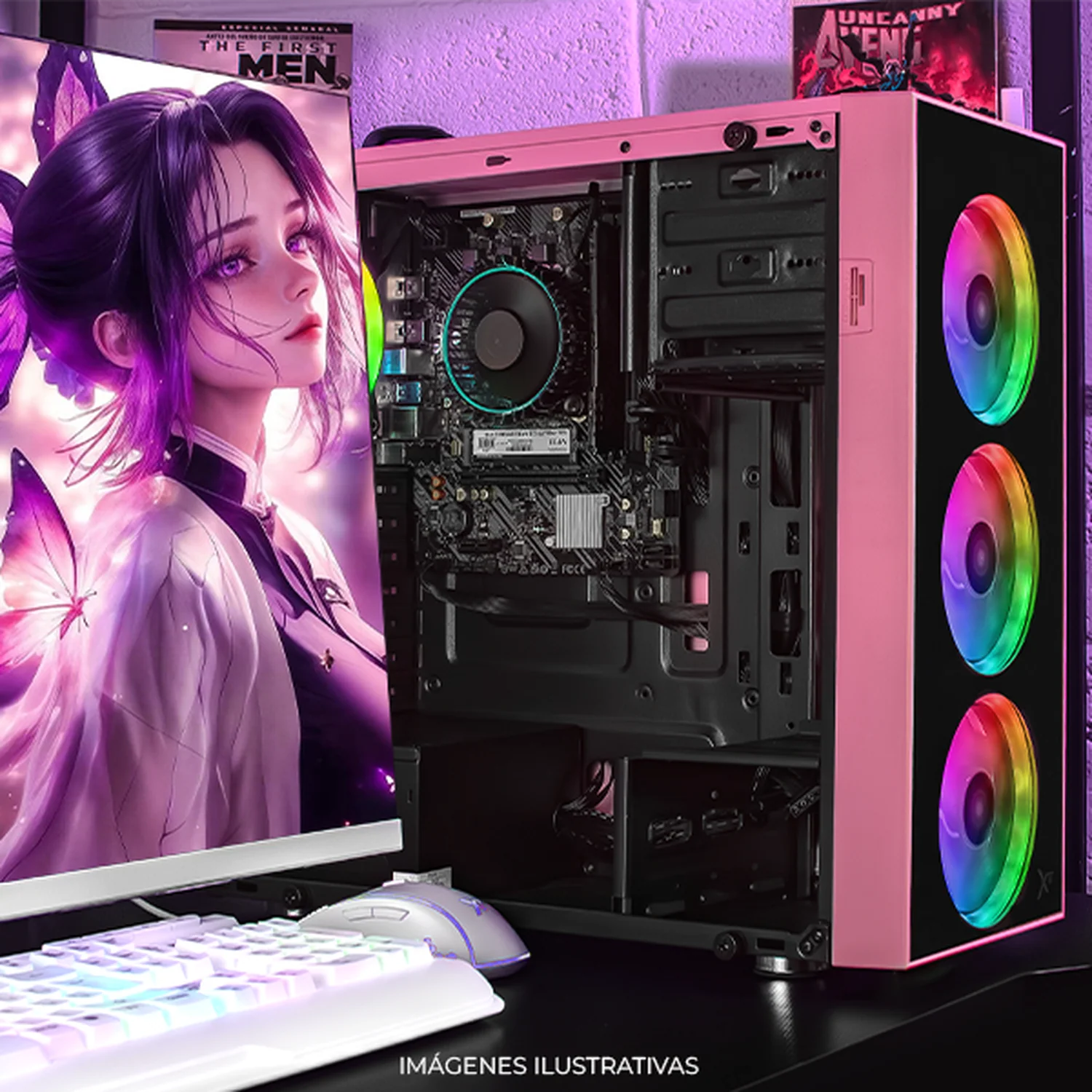 Gabinete XTREME PC GAMING Dragonfly Media Torre 4 Fan RGB Rosa CXT320PK - Image 6