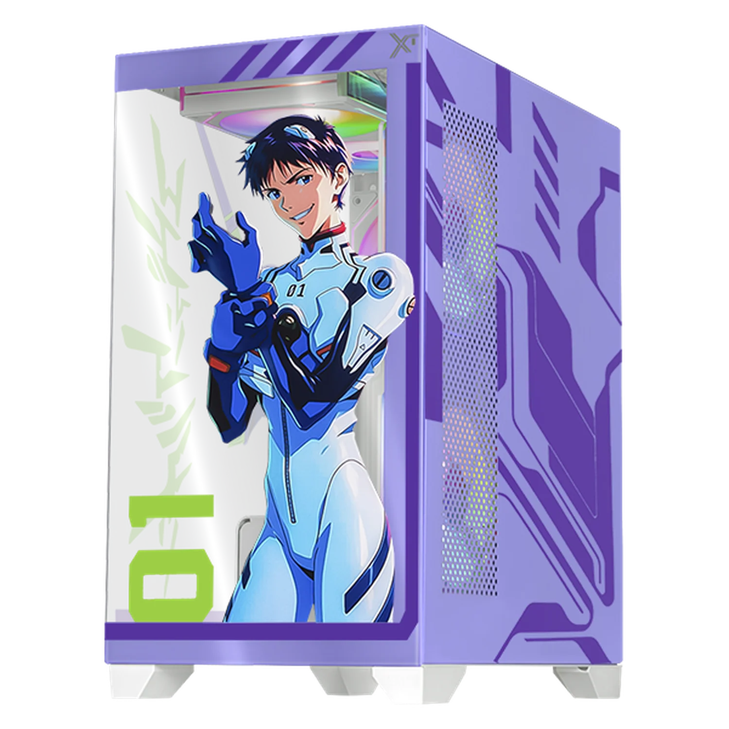 Gabinete XTREME PC GAMING Evangelion 01 Comic Edition Mini Torre 5 Fan ARGB HUB Lila CXTEVKRVT - Image 2