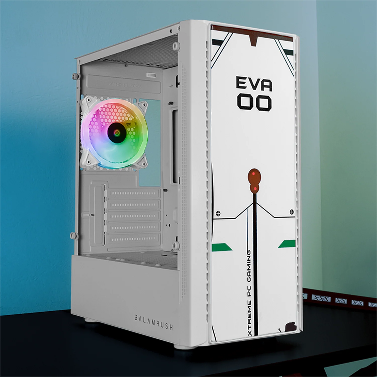 Gabinete XTREME PC GAMING Evangelion 00 V3 Edition Mini Torre 3 Fan RGB Blanco CXTEV730WT - Image 6