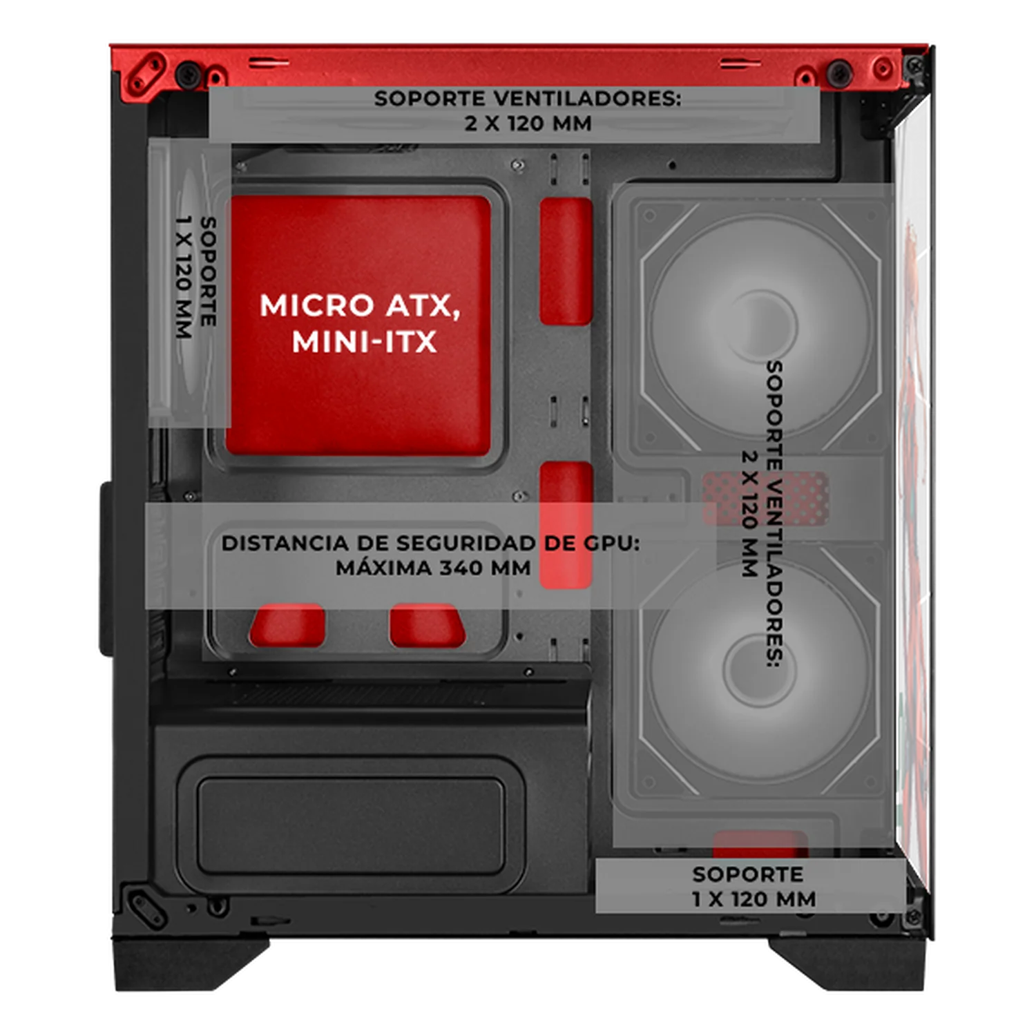 Gabinete XTREME PC GAMING Evangelion 02 Comic Edition Mini Torre 5 Fan ARGB HUB Rojo CXTEV2THRD - Image 3