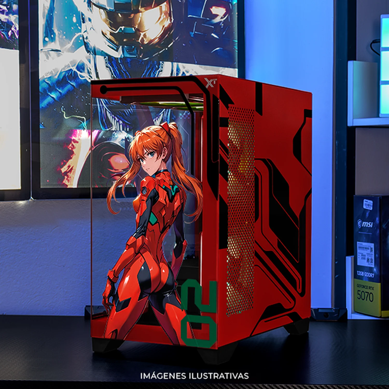 Gabinete XTREME PC GAMING Evangelion 02 Comic Edition Mini Torre 5 Fan ARGB HUB Rojo CXTEV2THRD - Image 6