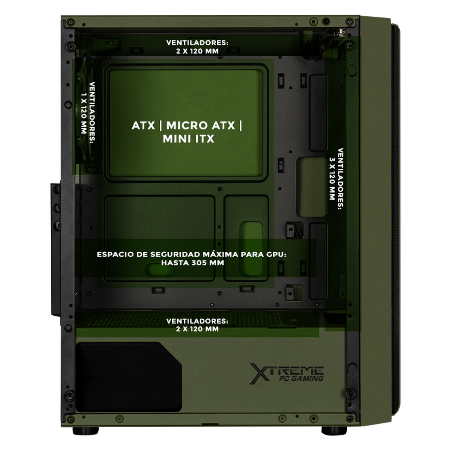 Gabinete XTREME PC GAMING StarWars Grogu Comic Edition Media Torre 4 Fan ARGB Verde Militar CXTGRKRDG - Image 3
