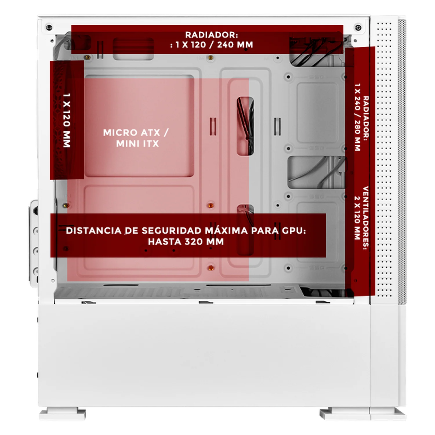 Gabinete XTREME PC GAMING Sonic Knuckles Comic Edition Mini Torre 3 Fan ARGB Blanco CXTKCAIWT - Image 3