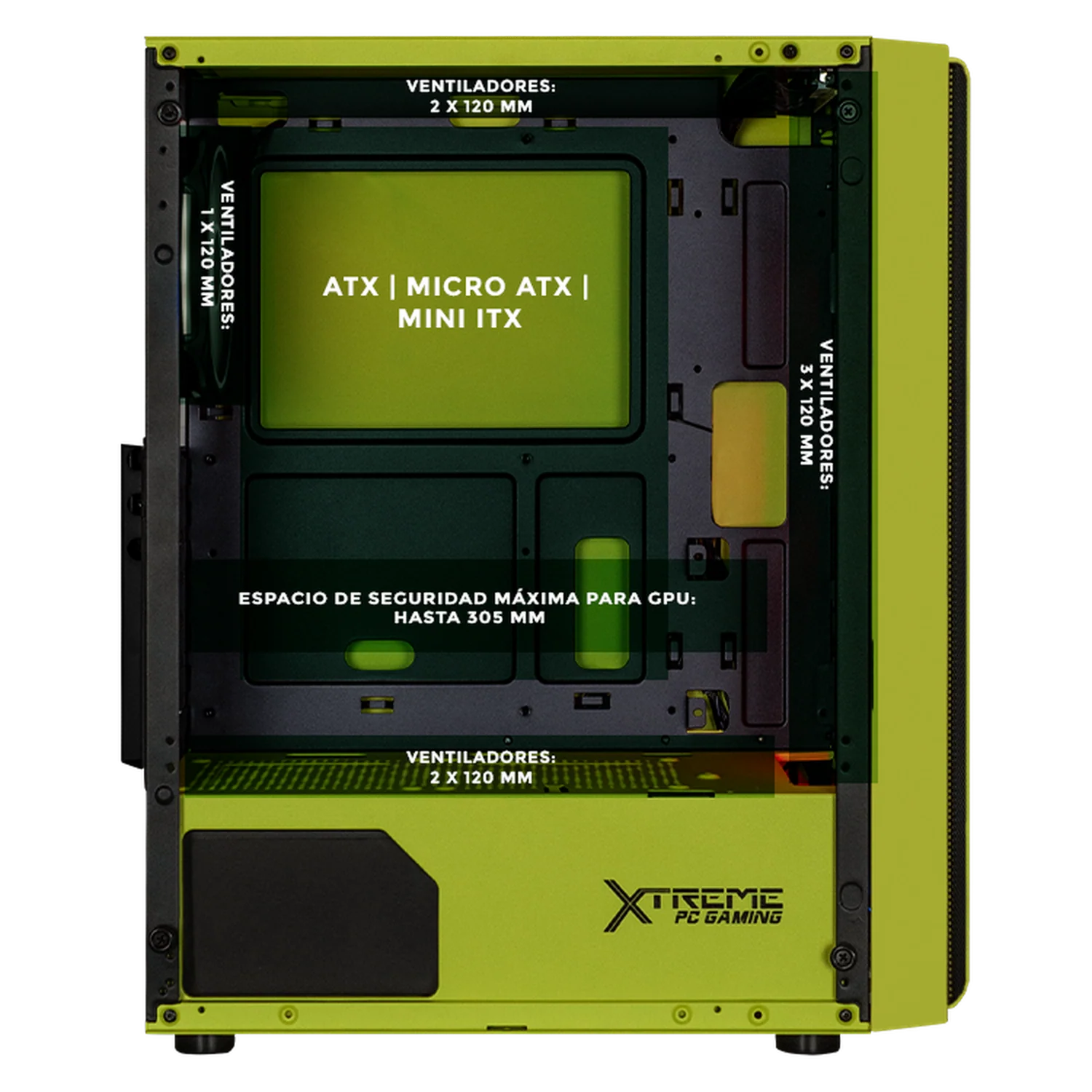 Gabinete XTREME PC GAMING Kronos Media Torre 4 Fan ARGB Verde Neon CXTGSXNG - Image 3