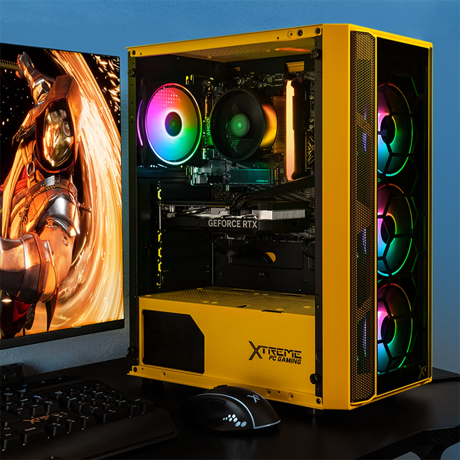Gabinete XTREME PC GAMING Kronos Media Torre 4 Fan ARGB Amarillo CXTGSXYE - Image 6