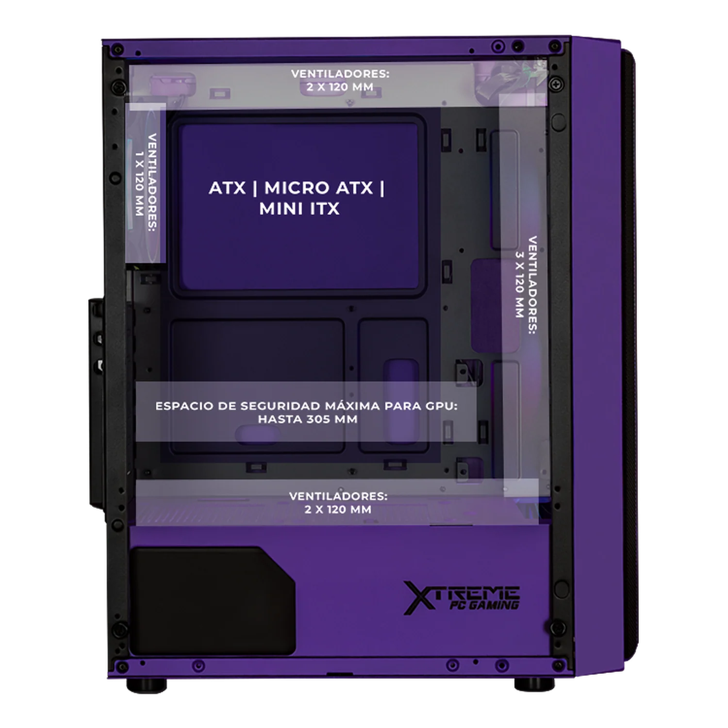 Gabinete XTREME PC GAMING Kronos Media Torre 4 Fan ARGB Violeta CXTGSXVT - Image 3