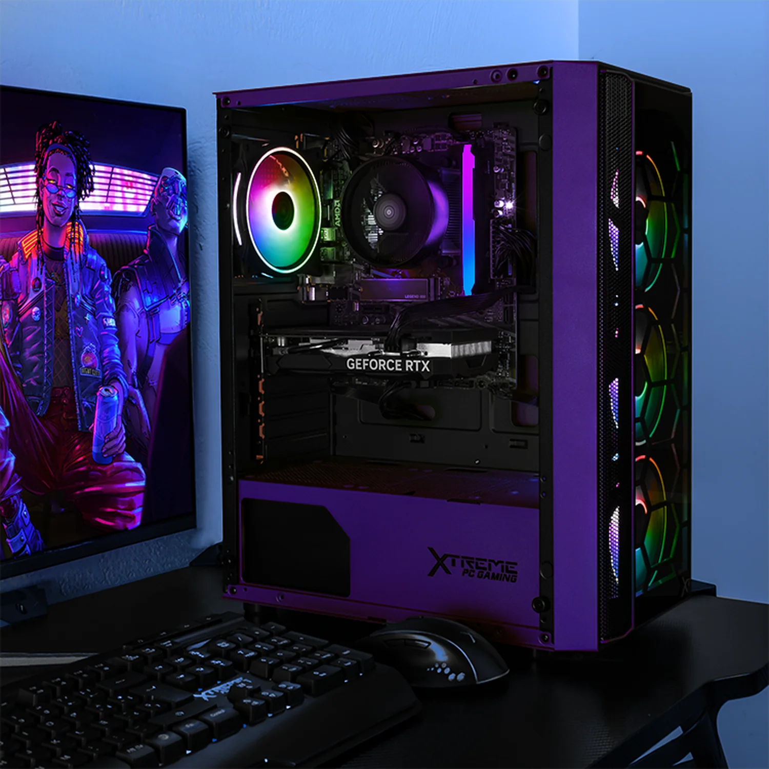 Gabinete XTREME PC GAMING Kronos Media Torre 4 Fan ARGB Violeta CXTGSXVT - Image 6
