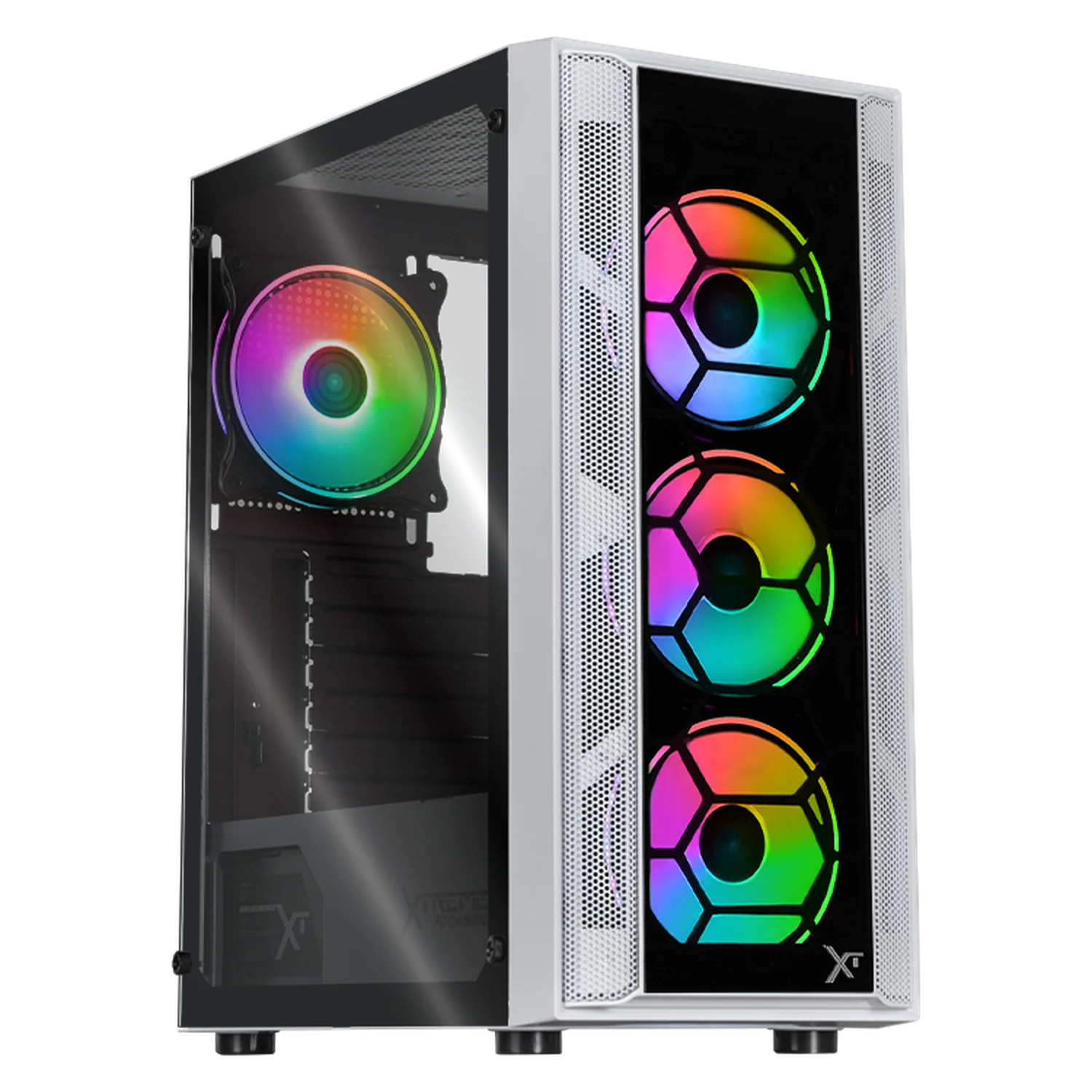 Gabinete XTREME PC GAMING Kronos Media Torre Fuente 600W 4 Fan ARGB Blanco CXTGSXWT