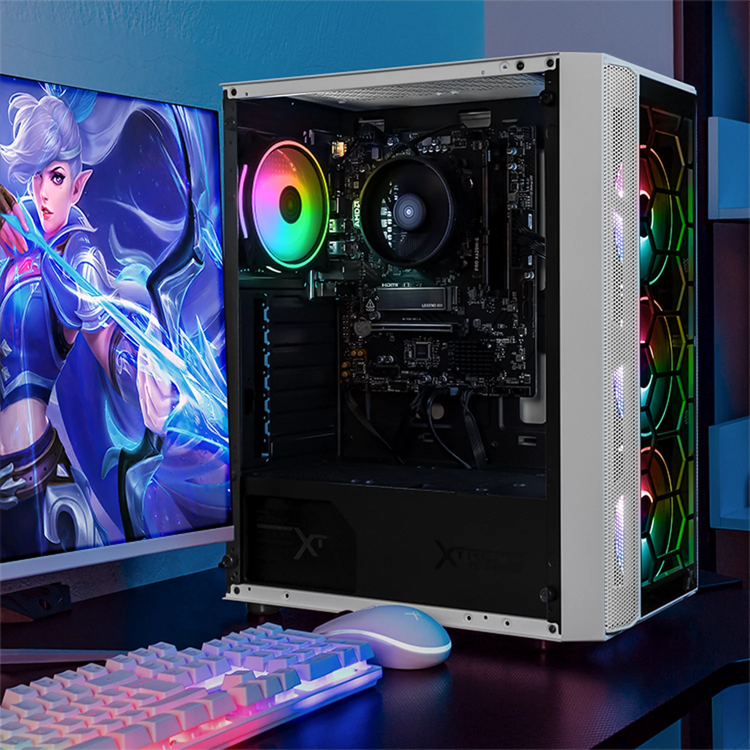 Gabinete XTREME PC GAMING Kronos Media Torre Fuente 600W 4 Fan ARGB Blanco CXTGSXWT - Image 6