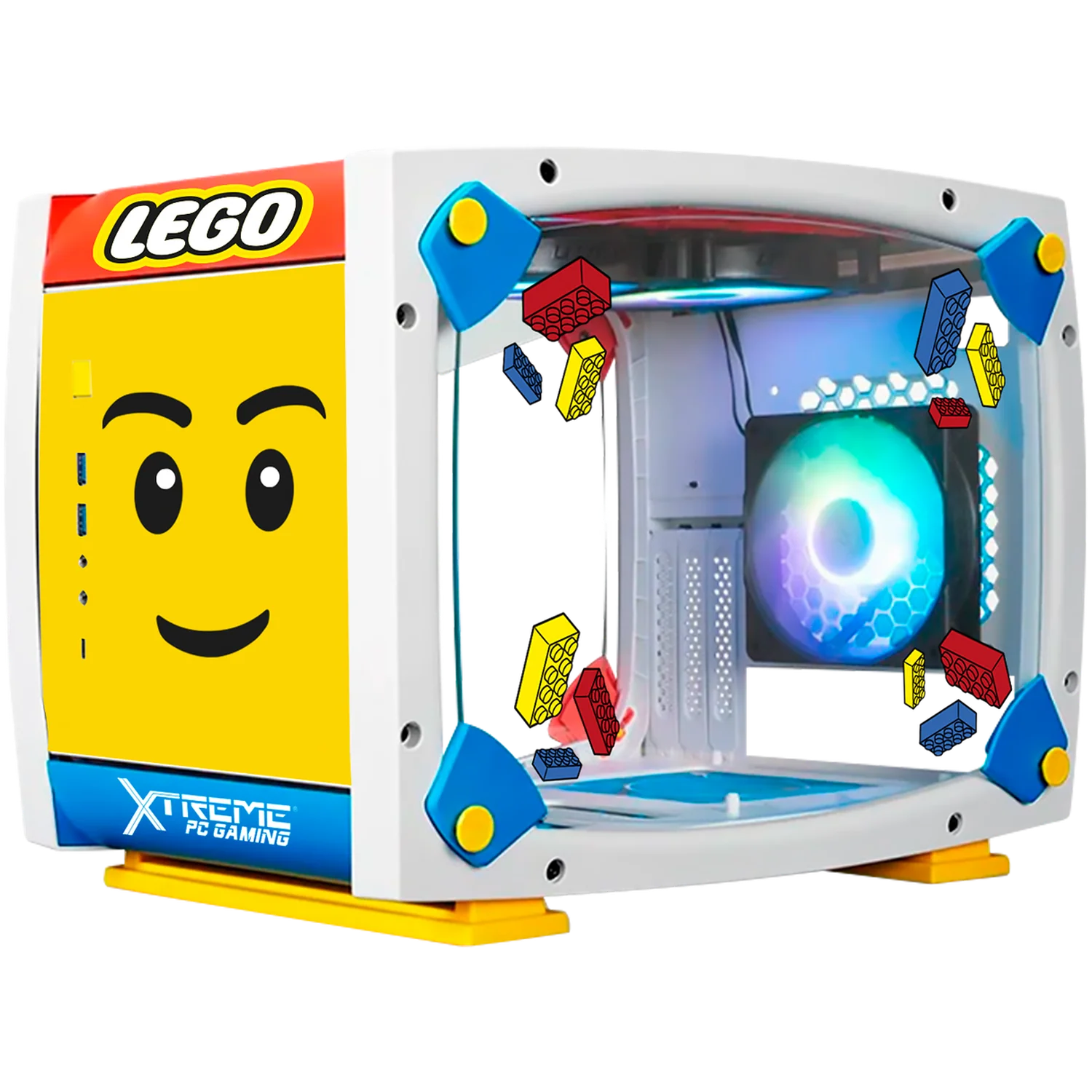 Gabinete XTREME PC GAMING Lego Emmet Edition Small Mini Torre 3 Fan RGB USB-C Blanco CXTLEEXWT - Image 3