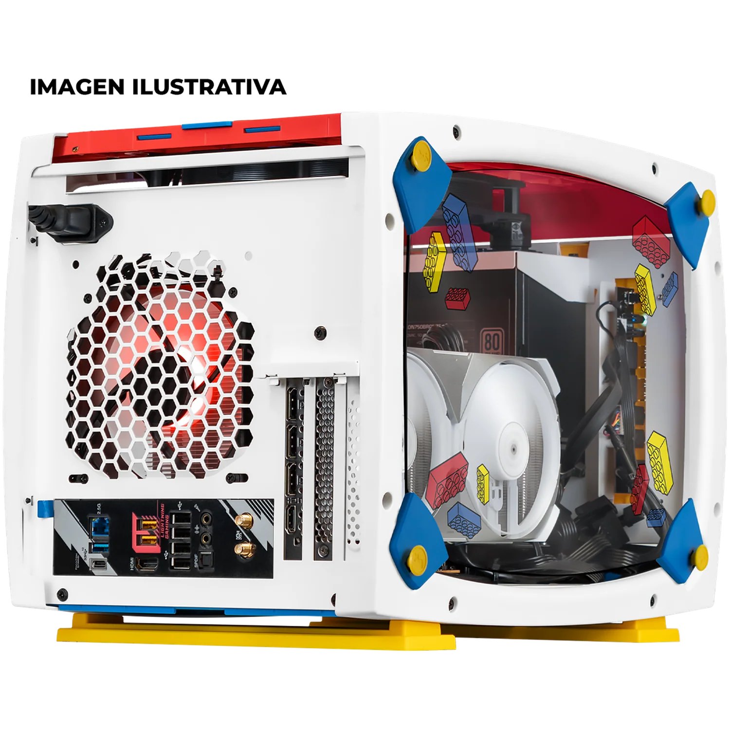 Gabinete XTREME PC GAMING Lego Emmet Edition Small Mini Torre 3 Fan RGB USB-C Blanco CXTLEEXWT - Image 4