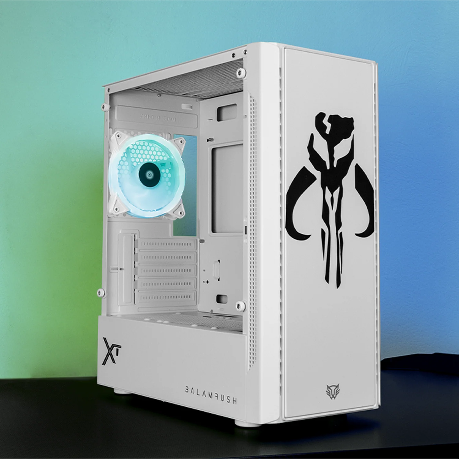 Gabinete XTREME PC GAMING StarWars Mandalorian Mythosaurio V2 Edition Mini Torre 3 Fan RGB Blanco CXTMA730WT - Image 6