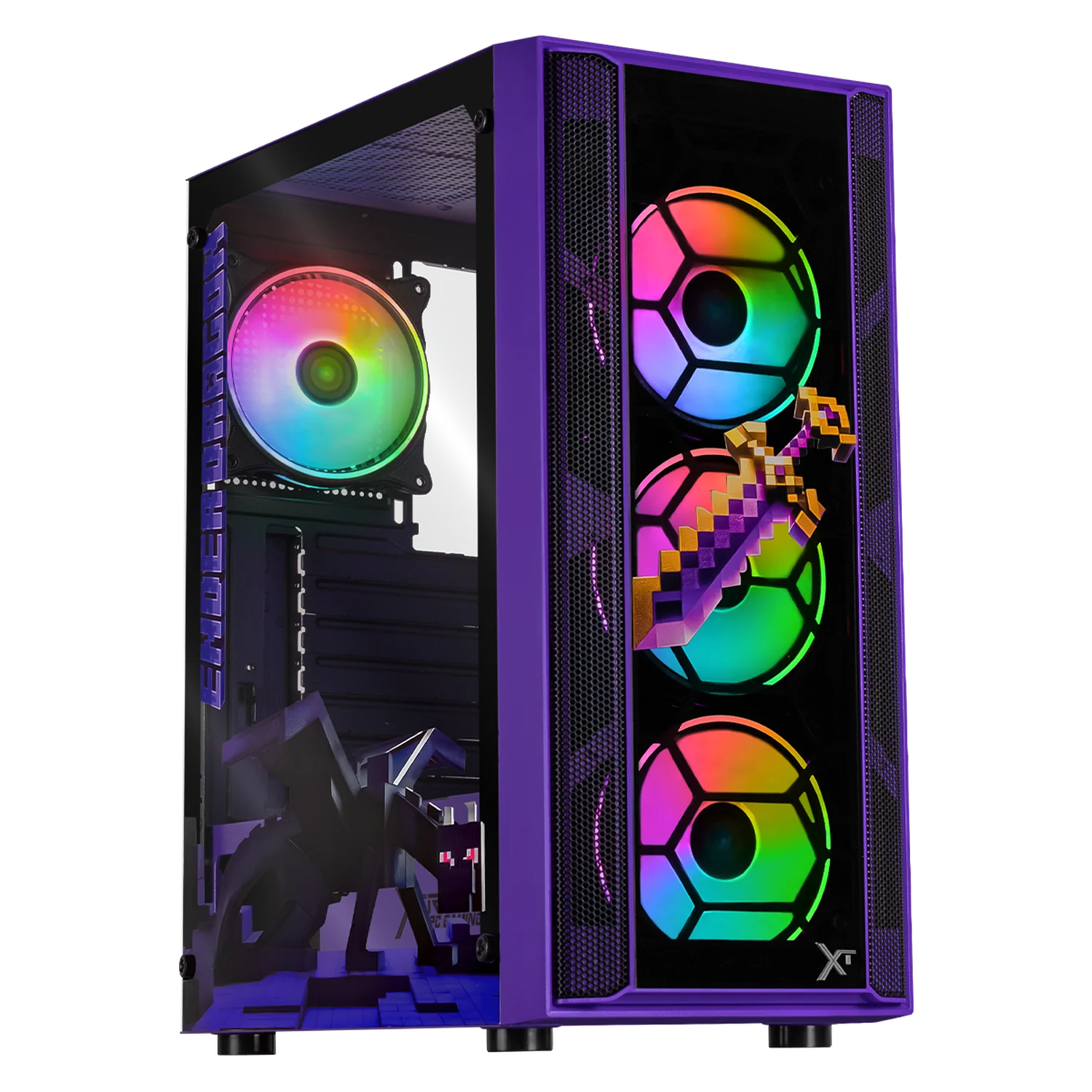 Gabinete XTREME PC GAMING Minecraft Ender Dragon Edition Media Torre 4 Fan ARGB Violeta CXTMED6000BK