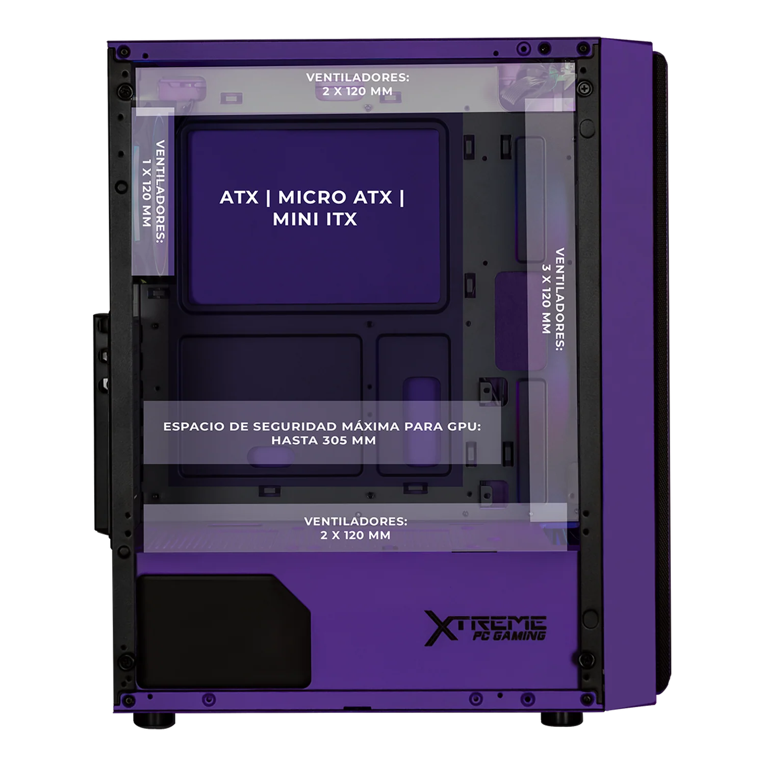 Gabinete XTREME PC GAMING Minecraft Ender Dragon Edition Media Torre 4 Fan ARGB Violeta CXTMED6000BK - Image 3