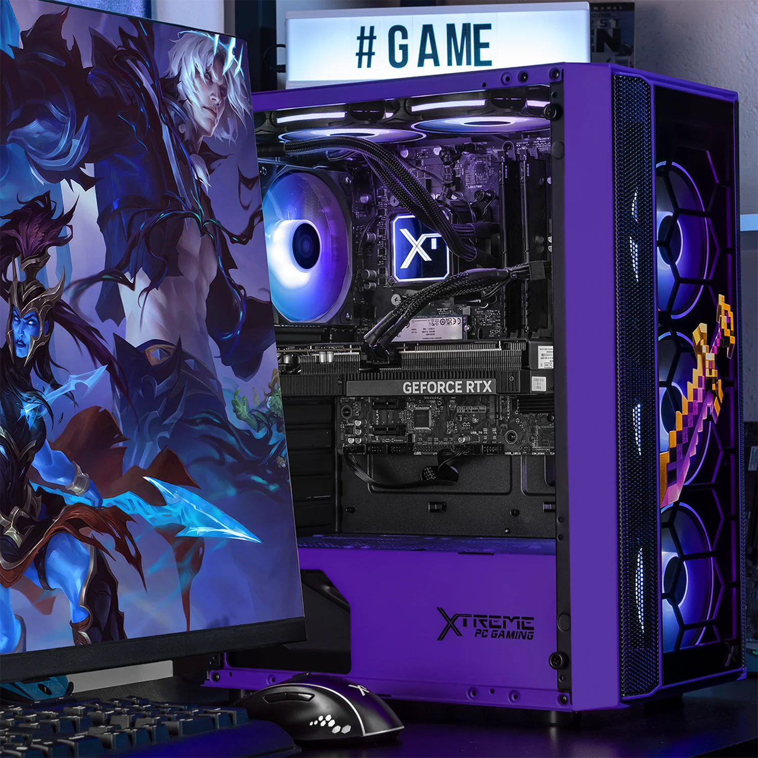 Gabinete XTREME PC GAMING Minecraft Ender Dragon Edition Media Torre 4 Fan ARGB Violeta CXTMED6000BK - Image 6