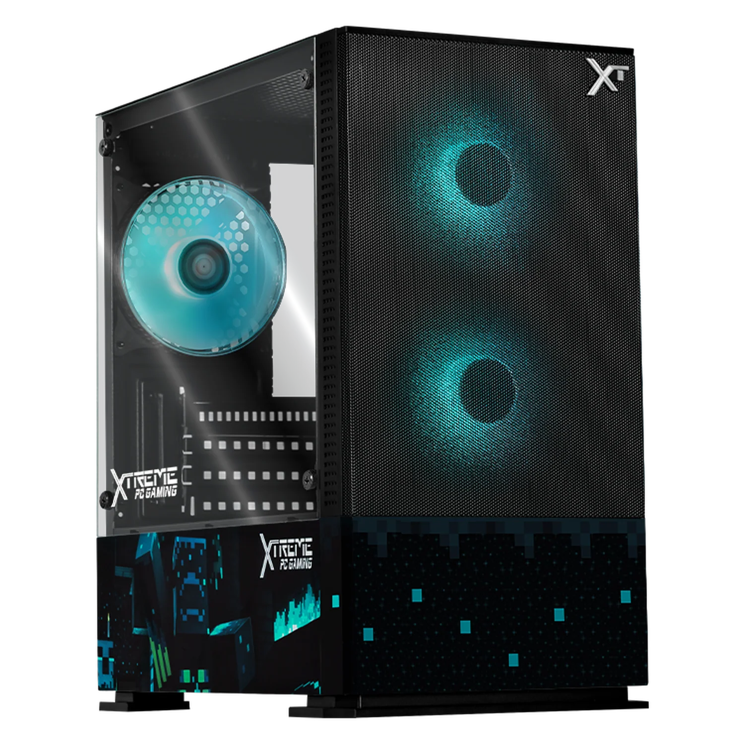 Gabinete XTREME PC GAMING Minecraft Warden V2 Edition Mini Torre 3 Fan ARGB Negro CXTMWB701BK
