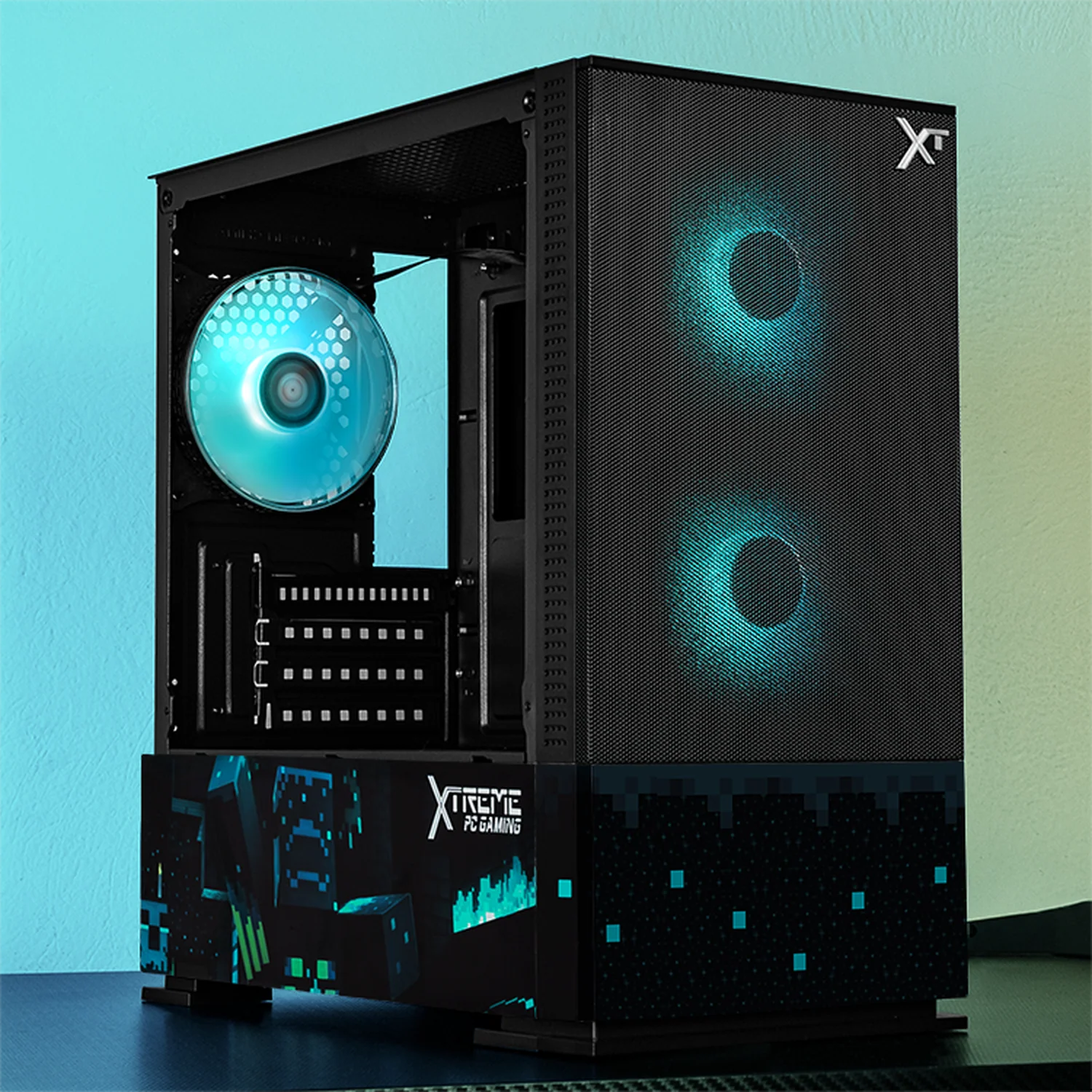 Gabinete XTREME PC GAMING Minecraft Warden V2 Edition Mini Torre 3 Fan ARGB Negro CXTMWB701BK - Image 6
