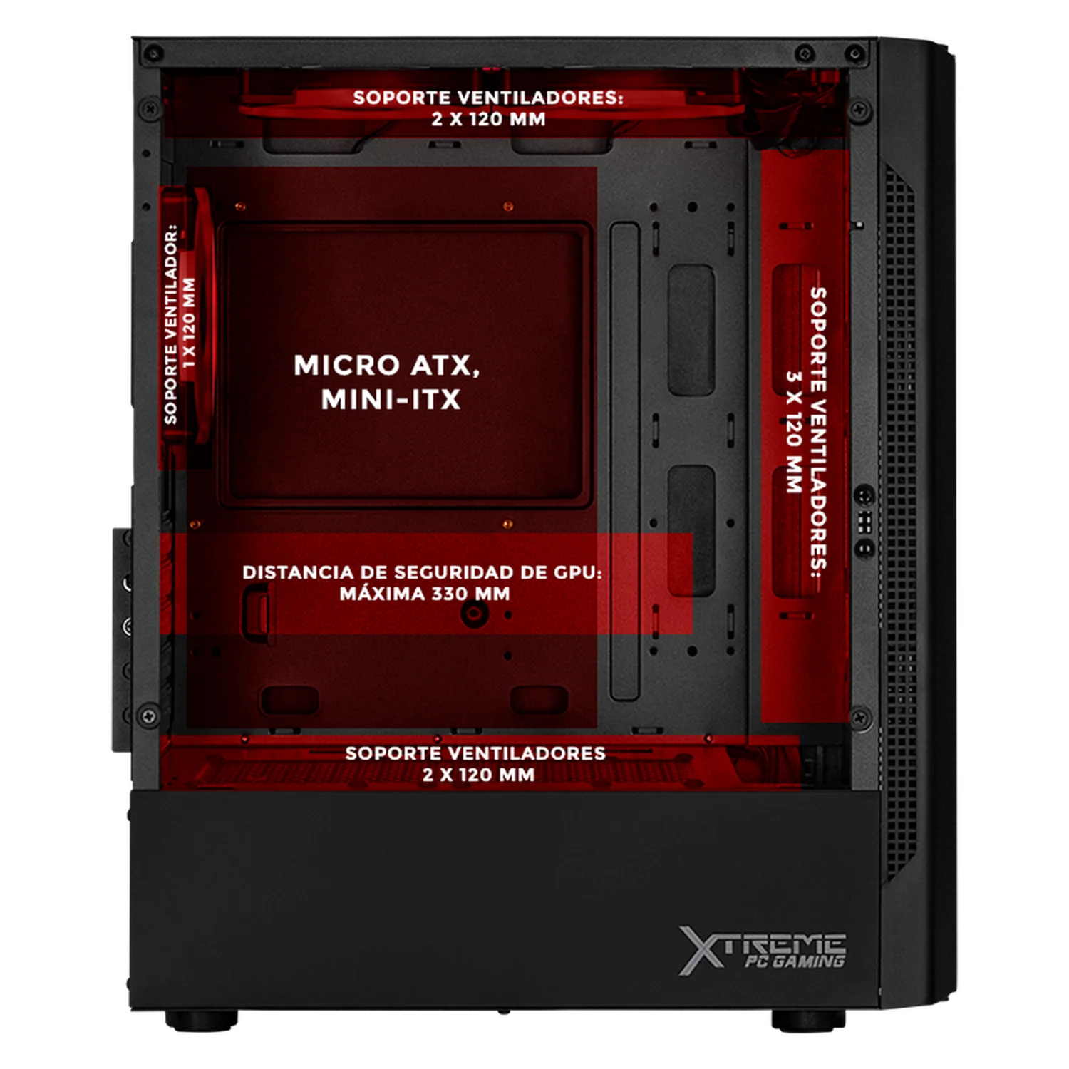 Gabinete XTREME PC GAMING Nyx Mini Torre 3 Fan RGB Negro CXT730BK - Image 3