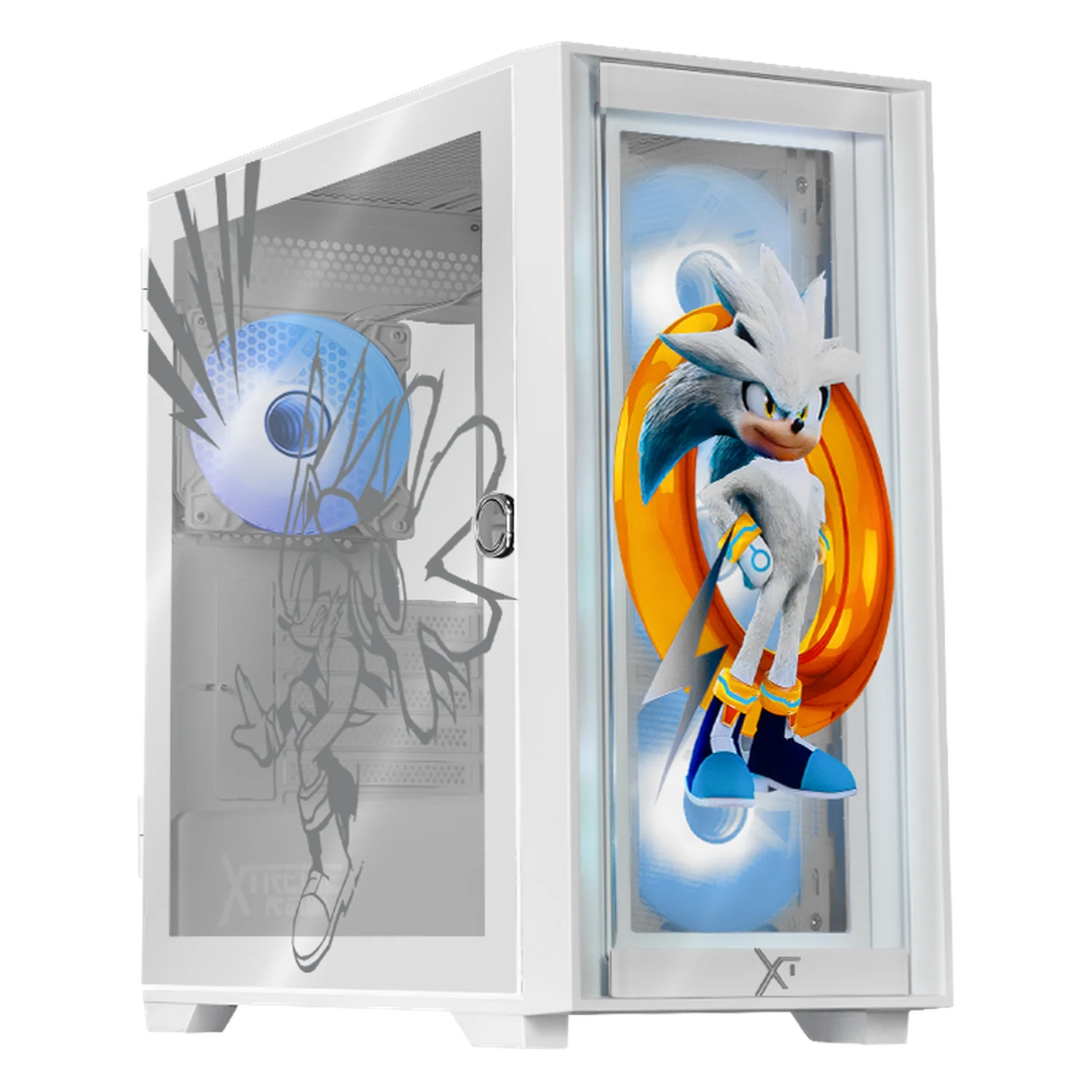 Gabinete XTREME PC GAMING Sonic Silver Ring Edition Mini Torre 4 Fan ARGB USB-C Blanco CXTRS6000WT