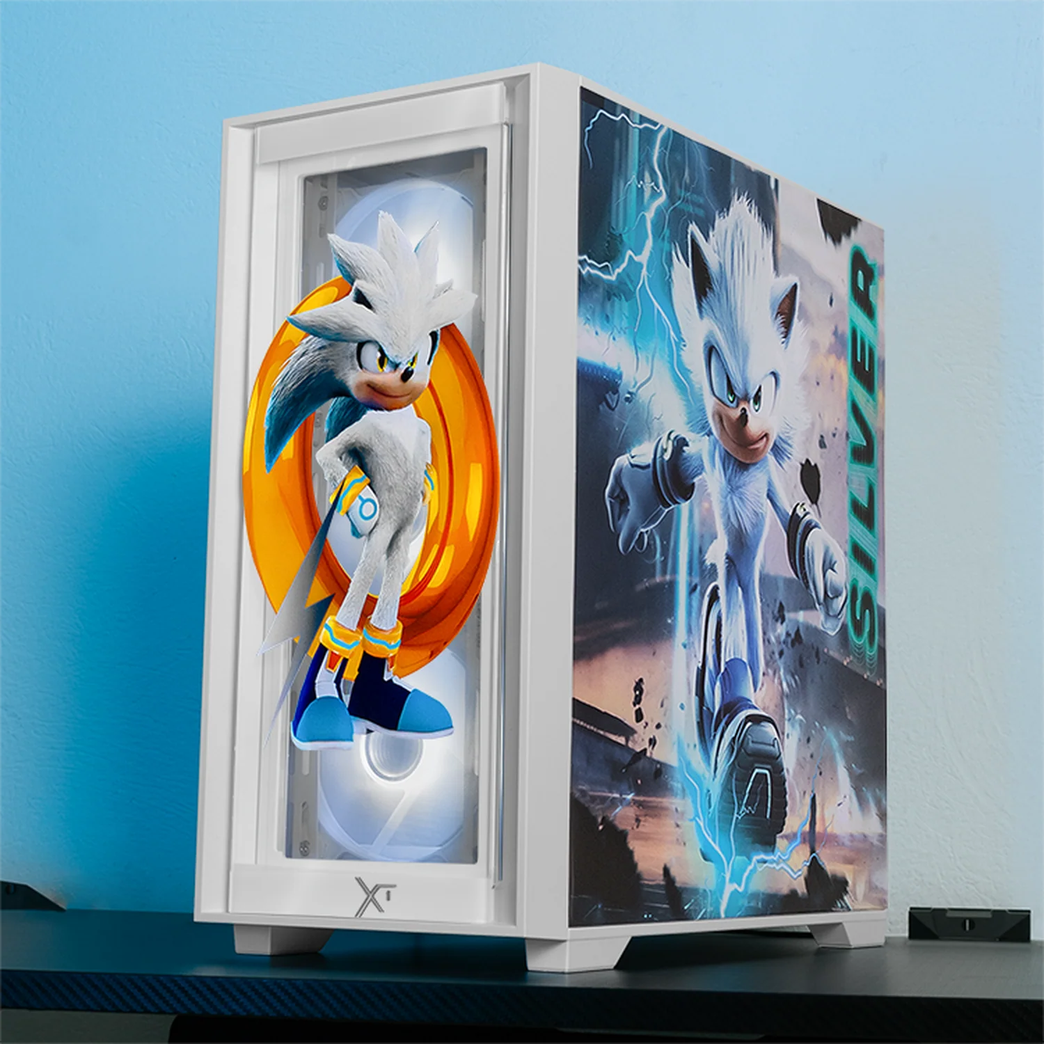 Gabinete XTREME PC GAMING Sonic Silver Ring Edition Mini Torre 4 Fan ARGB USB-C Blanco CXTRS6000WT - Image 6