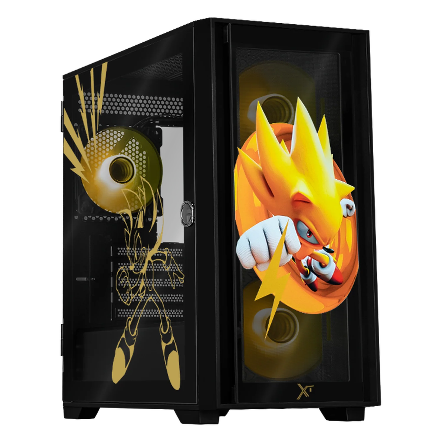 Gabinete XTREME PC GAMING Sonic Super Sonic Ring Edition Mini Torre 4 Fan ARGB USB-C Negro CXTSS6000BK