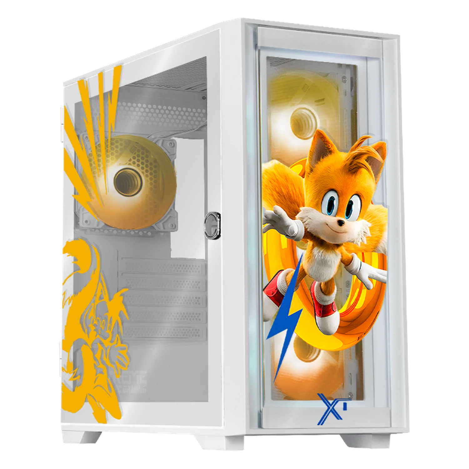 Gabinete XTREME PC GAMING Sonic Tails Ring Edition Mini Torre 4 Fan ARGB USB-C Blanco CXTGT6000WT