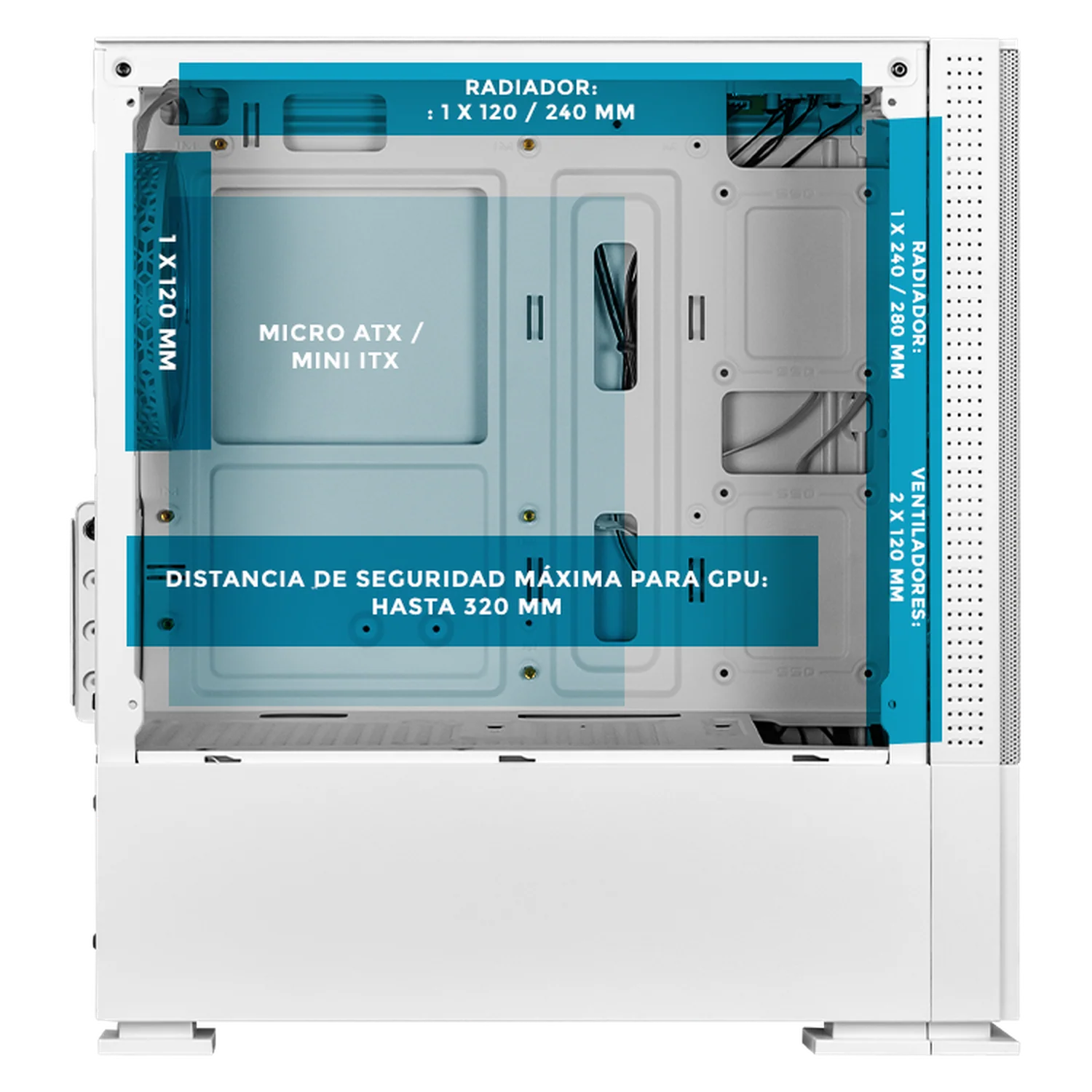 Gabinete XTREME PC GAMING Sonic Silver Comic Edition Mini Torre 3 Fan ARGB Blanco CXTSCAIWT - Image 3