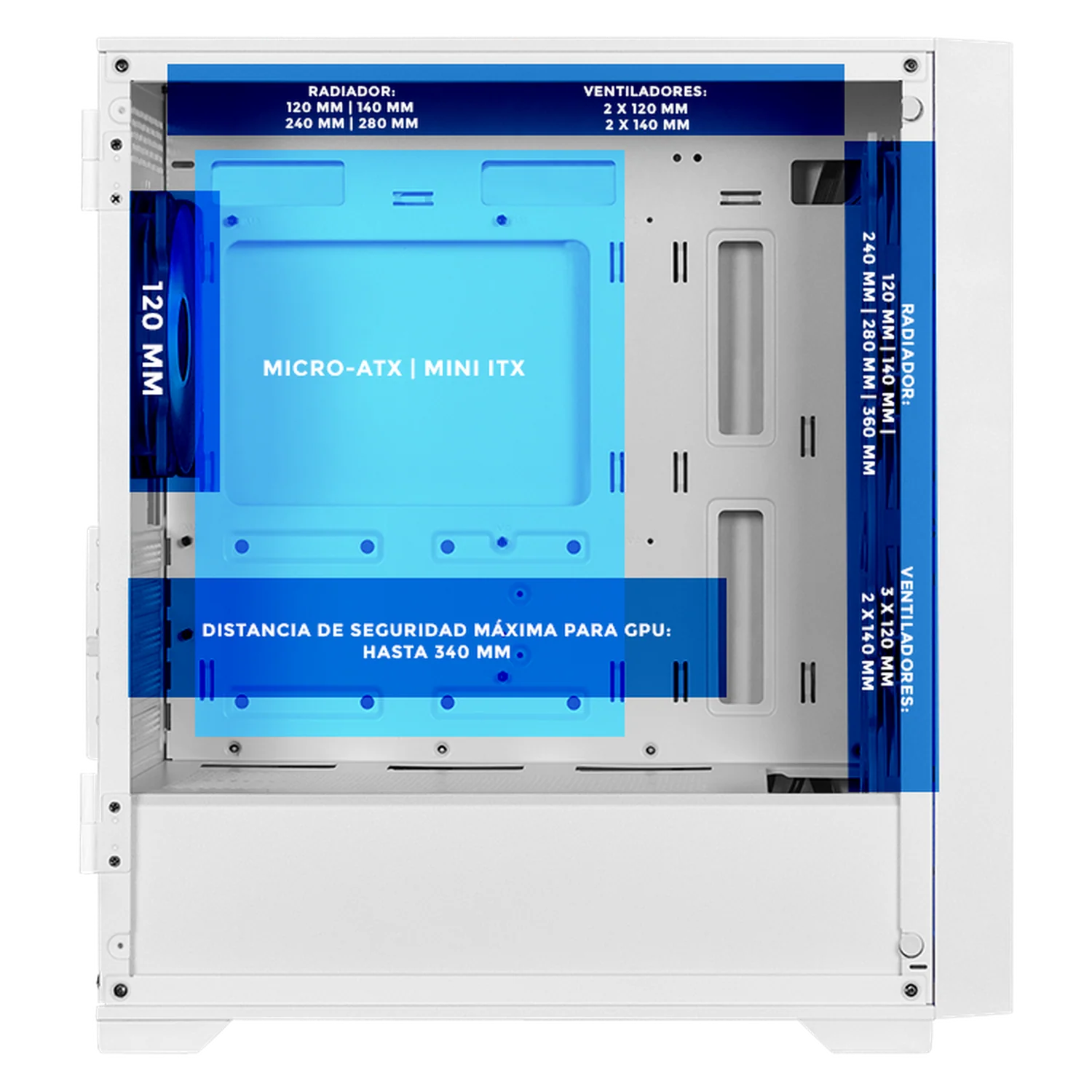 Gabinete XTREME PC GAMING Sonic Flash Edition Mini Torre 4 Fan ARGB USB-C Blanco CXTSF6000WT - Image 3