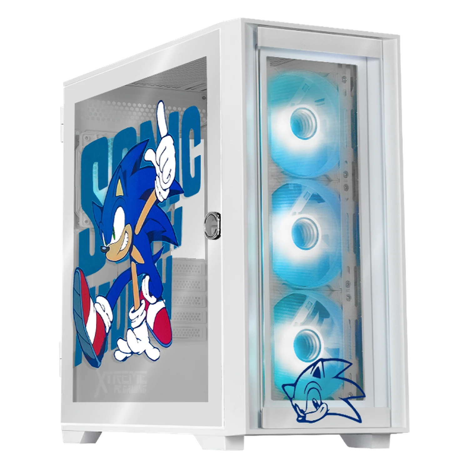 Gabinete XTREME PC GAMING Sonic Hedgehog Comic Edition Mini Torre 4 Fan ARGB USB-C Blanco CXTSH6000WT