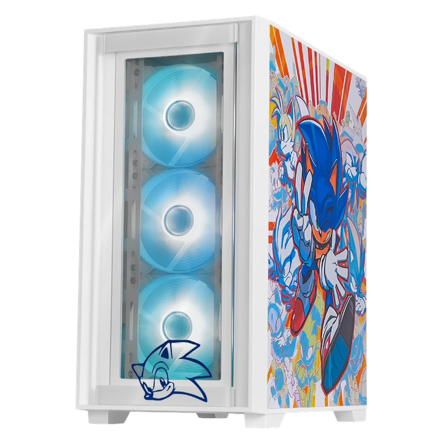 Gabinete XTREME PC GAMING Sonic Hedgehog Comic Edition Mini Torre 4 Fan ARGB USB-C Blanco CXTSH6000WT - Image 2