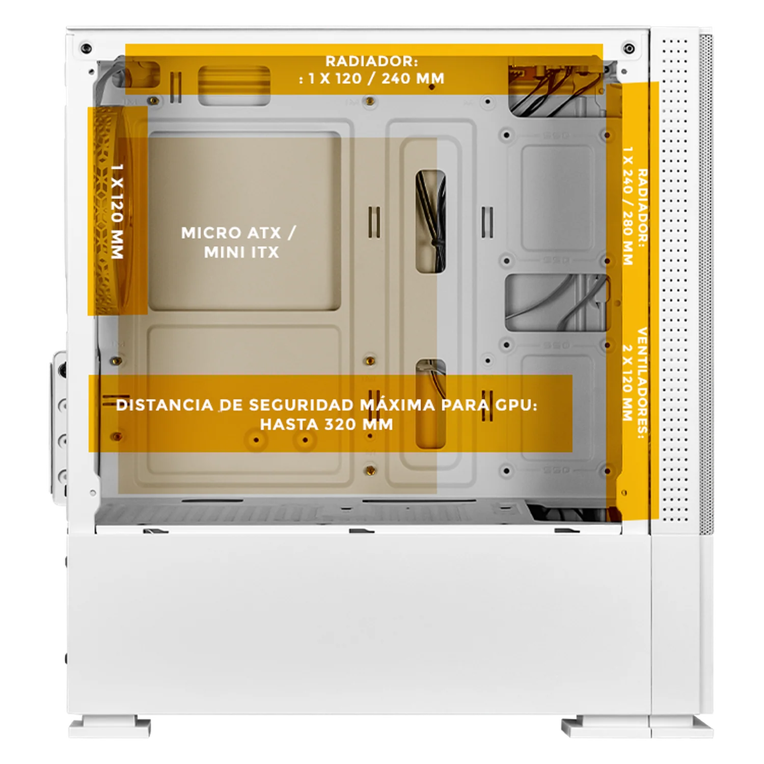Gabinete XTREME PC GAMING Sonic Super Sonic Comic Mini Torre 3 Fan ARGB Blanco CXTSUAIWT - Image 3