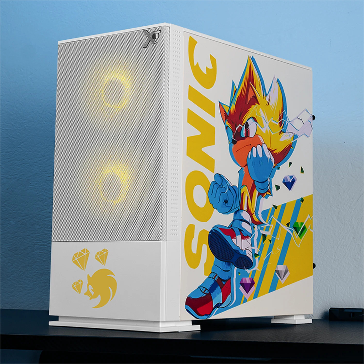 Gabinete XTREME PC GAMING Sonic Super Sonic Comic Mini Torre 3 Fan ARGB Blanco CXTSUAIWT - Image 6