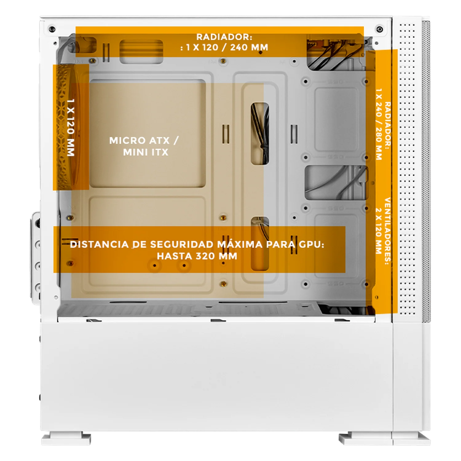 Gabinete XTREME PC GAMING Sonic Tails Comic Edition Mini Torre 3 Fan ARGB Blanco CXTTCAIWT - Image 3