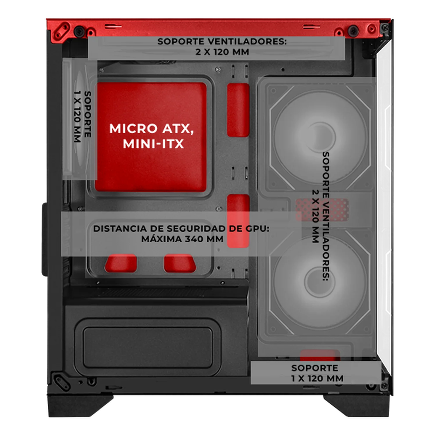 Gabinete XTREME PC GAMING Scarlet Dragon Edition Mini Torre 5 Fan ARGB HUB Rojo CXTSD9000RD - Image 3