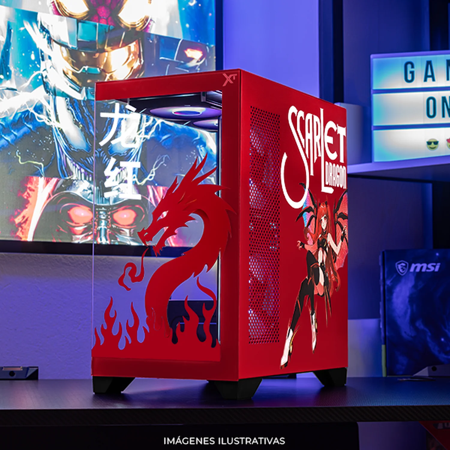 Gabinete XTREME PC GAMING Scarlet Dragon Edition Mini Torre 5 Fan ARGB HUB Rojo CXTSD9000RD - Image 6