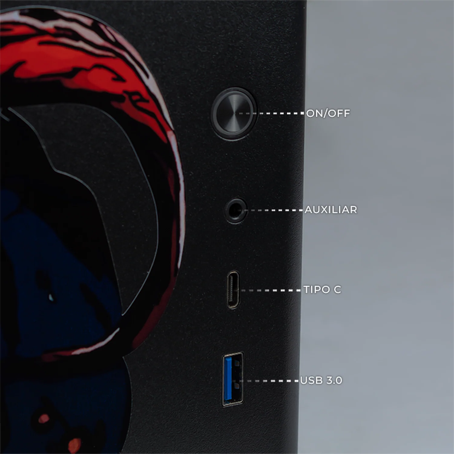 Gabinete XTREME PC GAMING Venom V2 Comic Edition Mini Torre USB-C Negro CXTVE985BK - Image 4