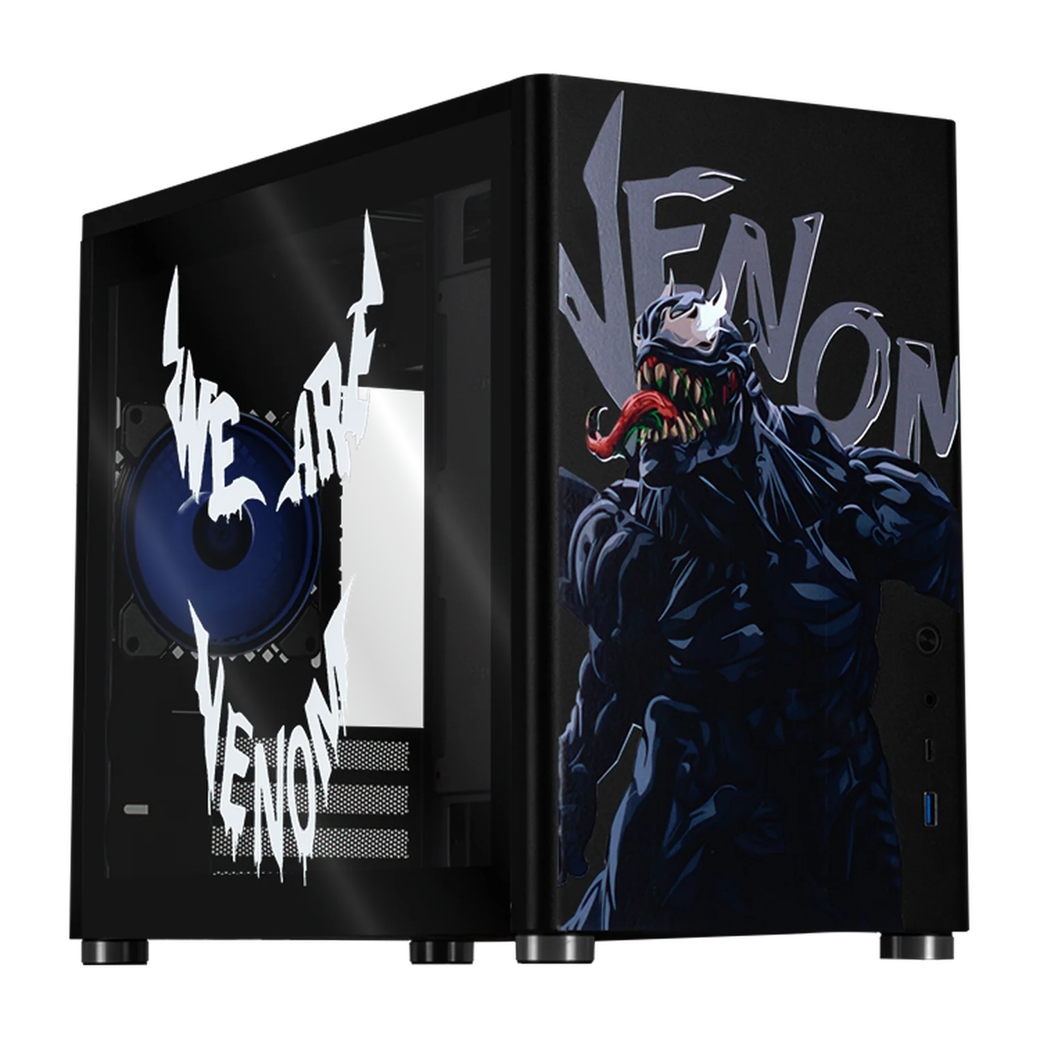 Gabinete XTREME PC GAMING Venom-Spider Comic Edition Mini Torre USB-C Negro CXTVS985BK